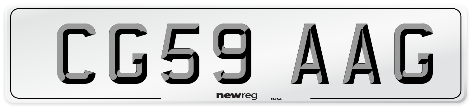 CG59 AAG Number Plate from New Reg